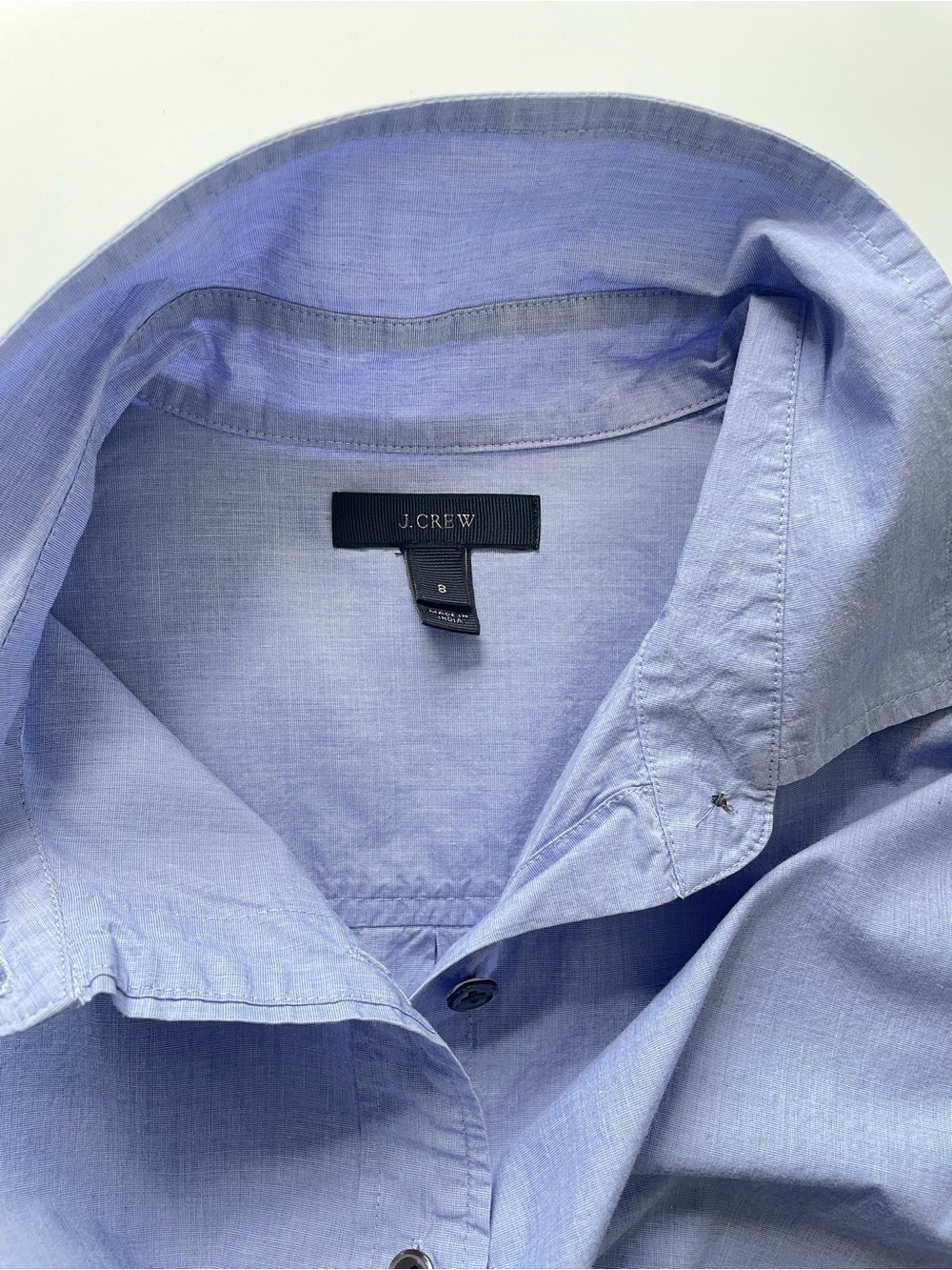 J.Crew Sequin Side Stripe Boyfriend Button-Up Shirt Blue Gold Cotton Oversized 8 - Picture 5 of 15